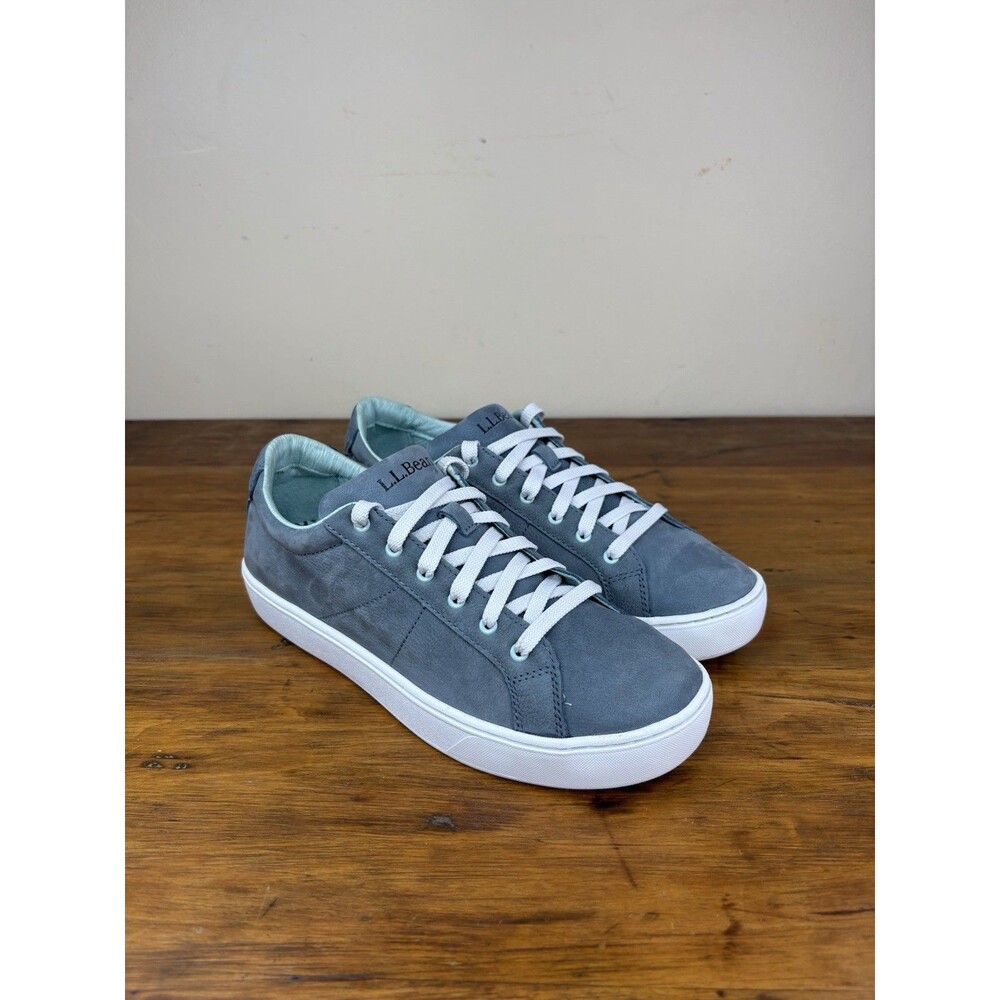 LL Bean Eco Bay Oxford Shoes Womens 9 M Blue Nubuck Leather Comfort Sneakers
